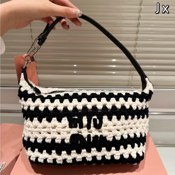 Miu Miu Handbags - Miu miu Black and White Crochet Shoulder Bag